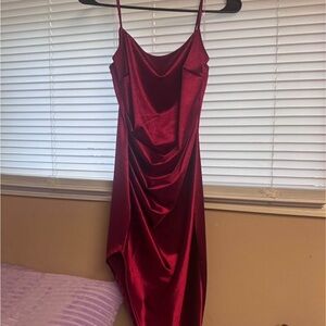 Elegant Red Satin Slip Dress